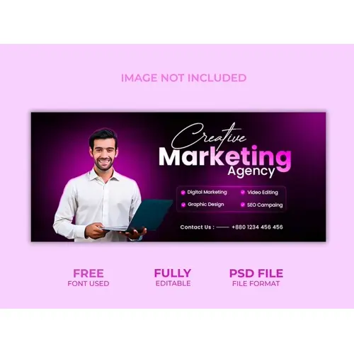 Digital marketing agency service promoting facebook cover banner design