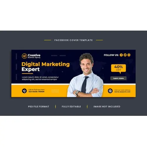 Digital marketing facebook cover corporate business social media web banner design template
