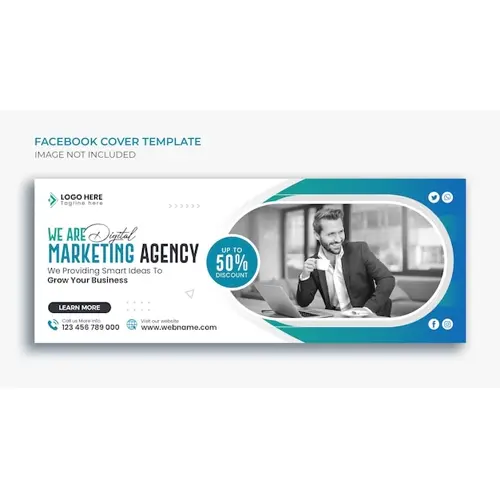 Digital marketing facebook cover page and corporate business web banner template