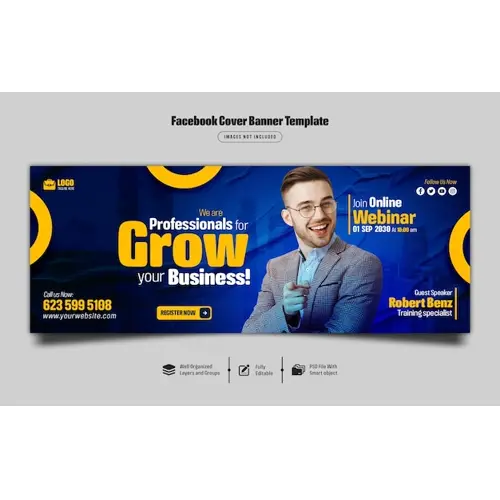 Digital marketing live webinar and corporate facebook cover banner template Premium Psd