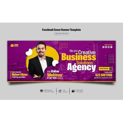 Digital marketing live webinar and corporate facebook cover banner template Premium Psd
