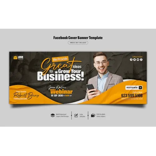 Digital marketing live webinar and corporate facebook cover banner template Premium Psd