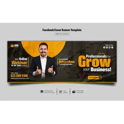 Digital marketing live webinar and corporate facebook cover banner template Premium Psd
