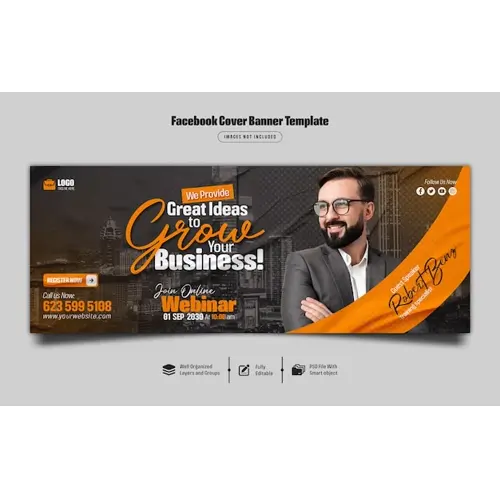 Digital marketing live webinar and corporate facebook cover banner template Premium Psd