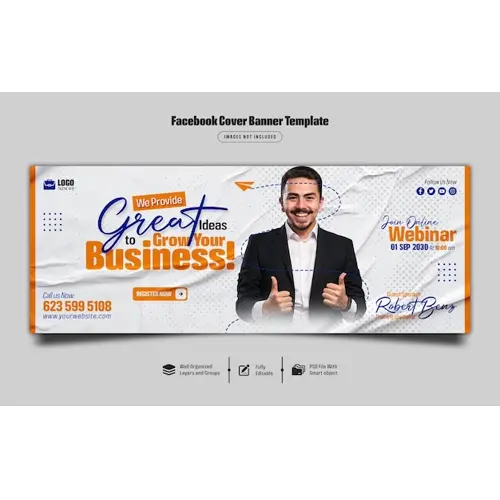 Digital marketing live webinar and corporate facebook cover banner template Premium Psd