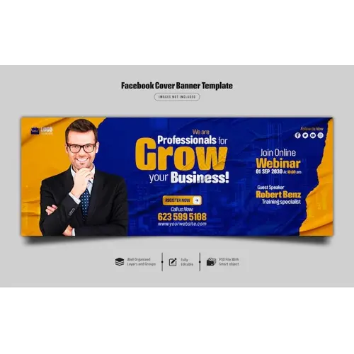 Digital marketing live webinar and corporate facebook cover banner template Premium Psd