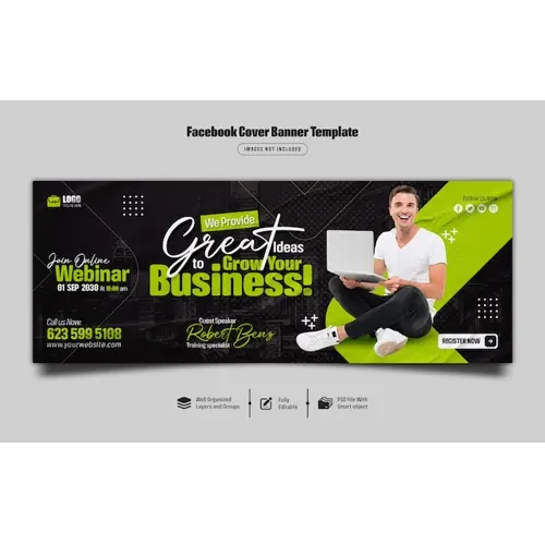 Digital marketing live webinar and corporate facebook cover banner template Premium Psd