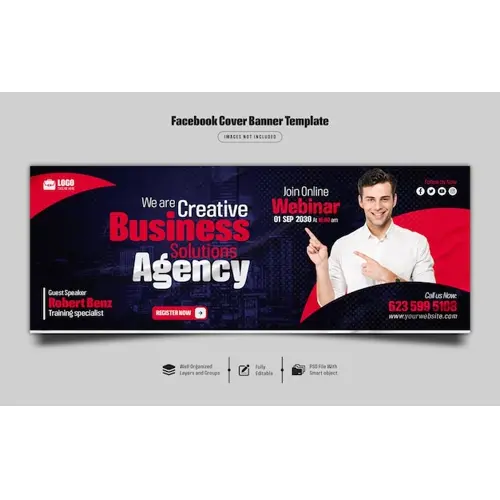 Digital marketing live webinar and corporate facebook cover banner template Premium Psd