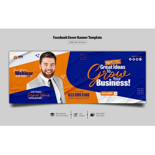 Digital marketing live webinar and corporate facebook cover banner template Premium Psd