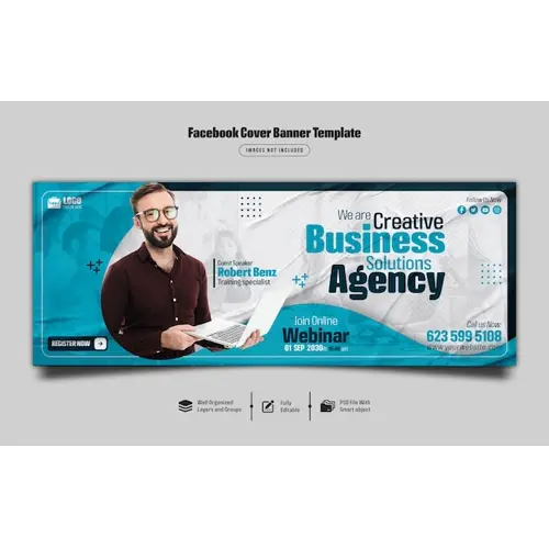 Digital marketing live webinar and corporate facebook cover banner template Premium Psd
