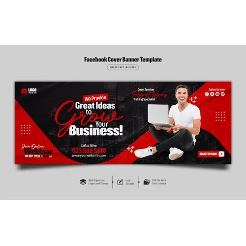 Digital marketing live webinar and corporate facebook cover banner template Premium Psd