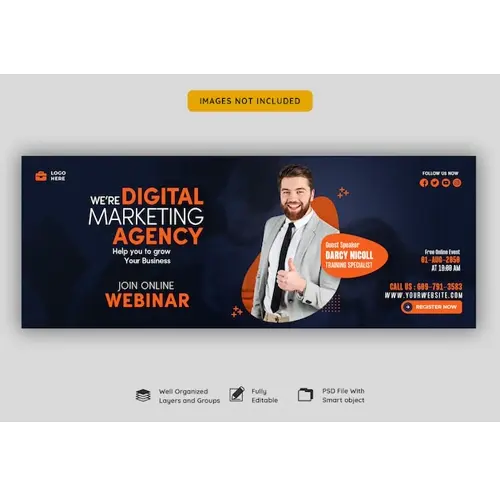 Digital marketing live webinar and corporate facebook cover template