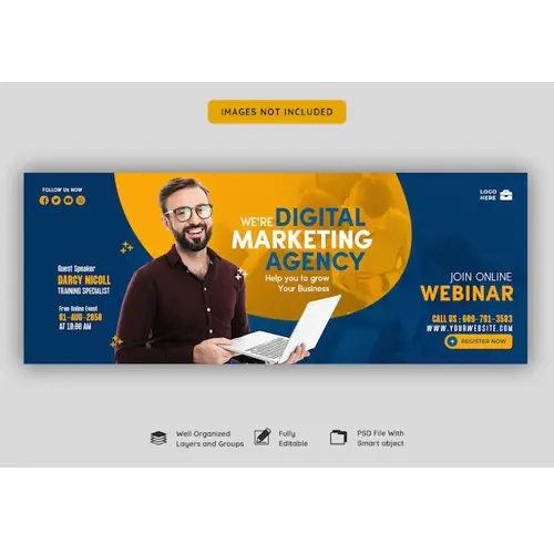 Digital marketing live webinar and corporate facebook cover template