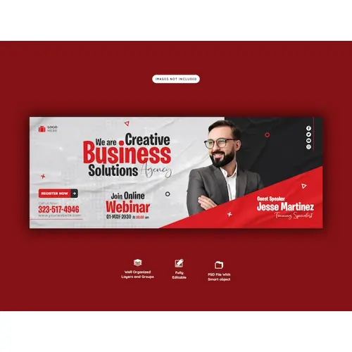 Digital marketing live webinar and corporate Facebook cover template