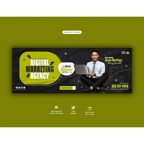 Digital marketing live webinar and corporate Facebook cover template