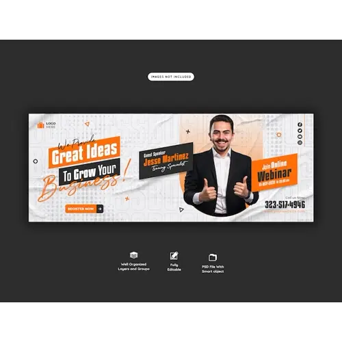 Digital marketing live webinar and corporate Facebook cover template