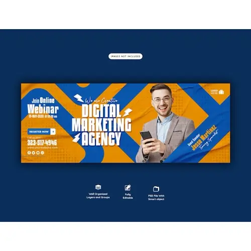 Digital marketing live webinar and corporate Facebook cover template