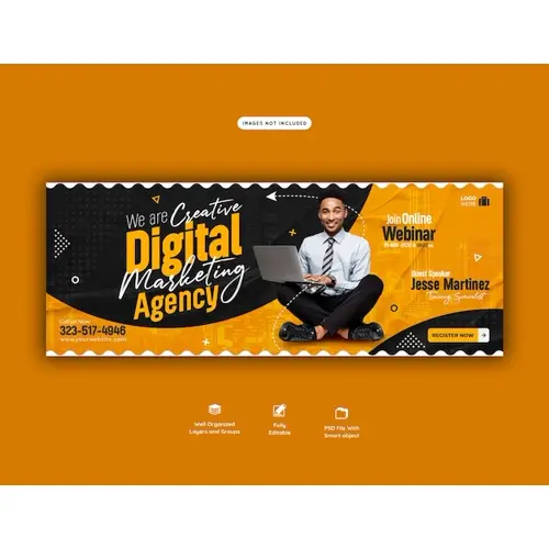 Digital marketing live webinar and corporate facebook cover template