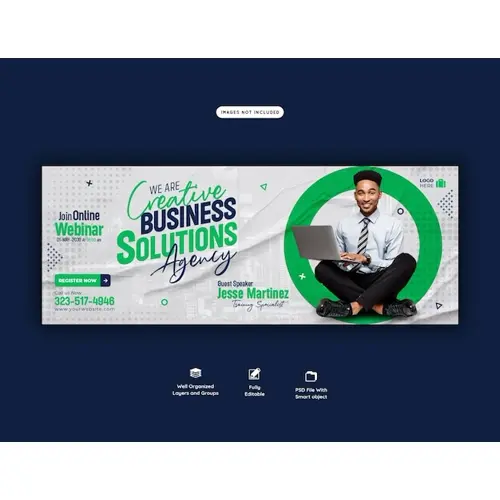 Digital marketing live webinar and corporate facebook cover template