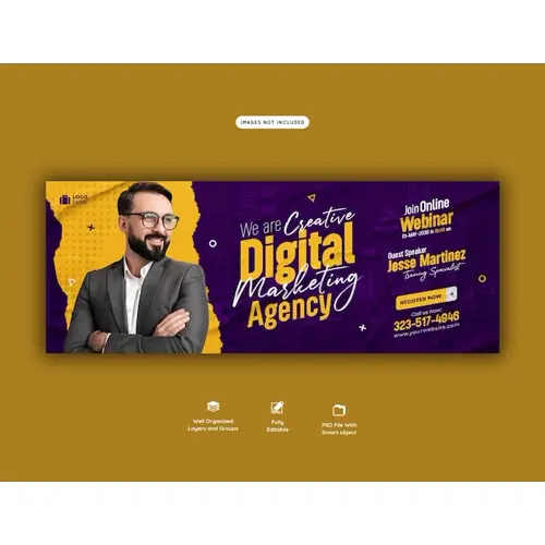 Digital marketing live webinar and corporate facebook cover template