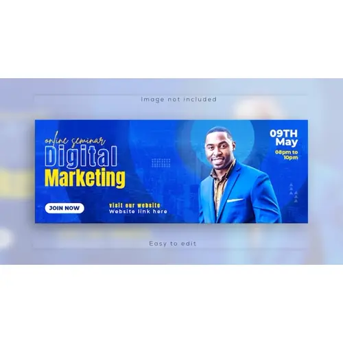 Digital marketing webinar Online business conference web banner and Facebook cover template design