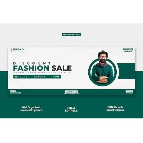 Discount Fashion Sale Facebook cover banner template