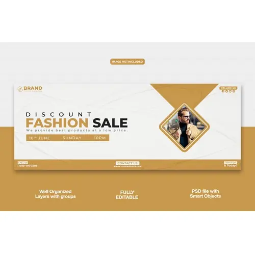 Discount Fashion Sale Facebook cover banner template