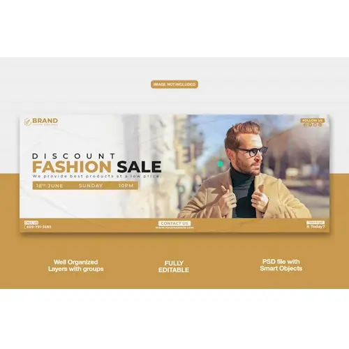 Discount Fashion Sale Facebook cover banner template
