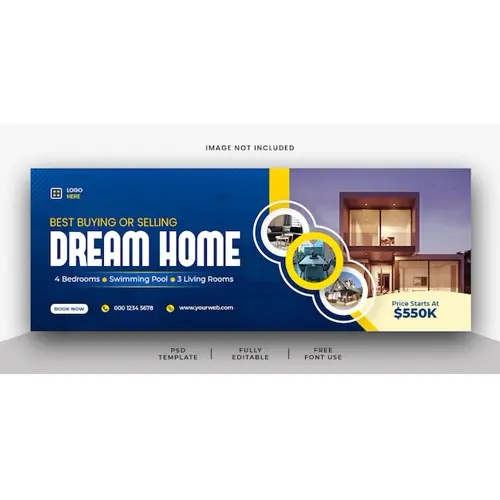 Dream Home for sale Real Estate Social Media Facebook Cover Template