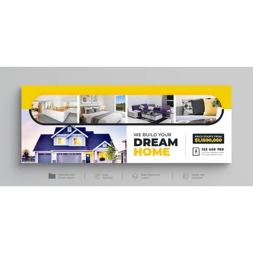 Dream home for sale real estate web banner facebook timeline cover template