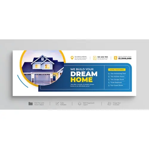 Dream home for sale real estate web banner facebook timeline cover template