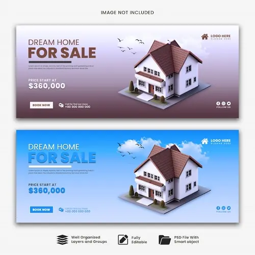 Dream home for sale real real estate house property Facebook cover banner template