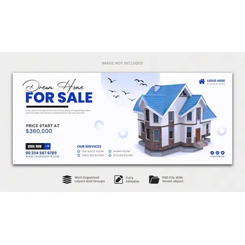 Dream home for sale real real estate house property Facebook cover banner template