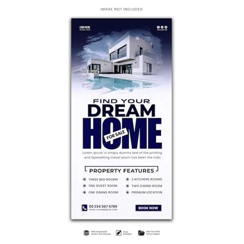 Dream home for sale real real estate house property Facebook cover banner template