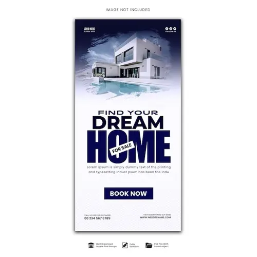 Dream home for sale real real estate house property Facebook cover banner template