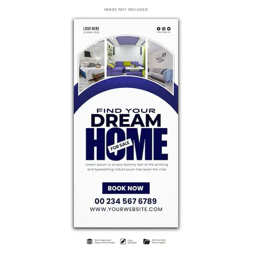 Dream home for sale real real estate house property Facebook cover banner template