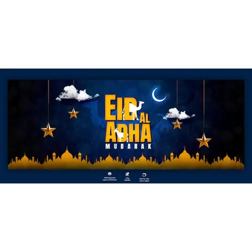Eid al adha mubarak islamic festival facebook cover template