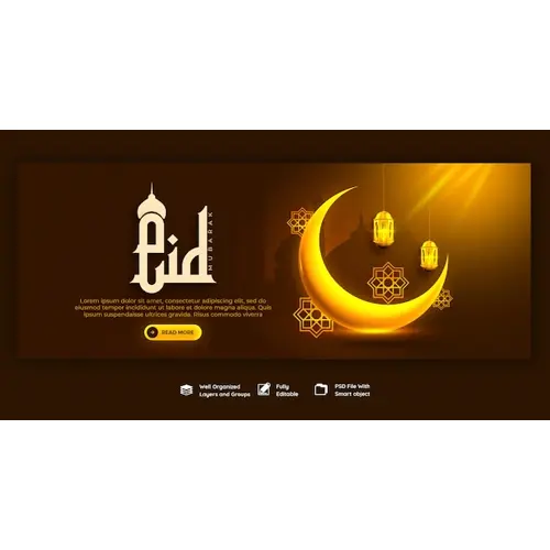 Eid Mubarak and eid ul fitr facebook cover template