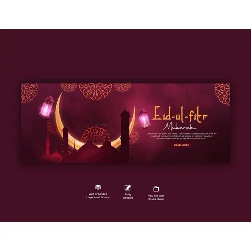 Eid Mubarak and eid ul fitr facebook cover template