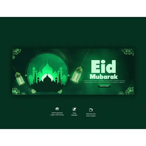 Eid Mubarak and eid ul fitr facebook cover template