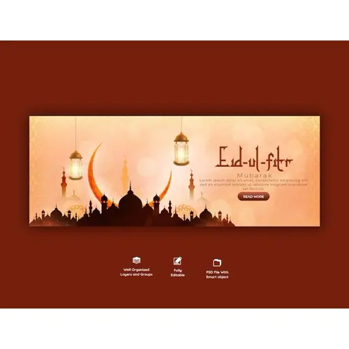 Eid Mubarak and eid ul fitr facebook cover template