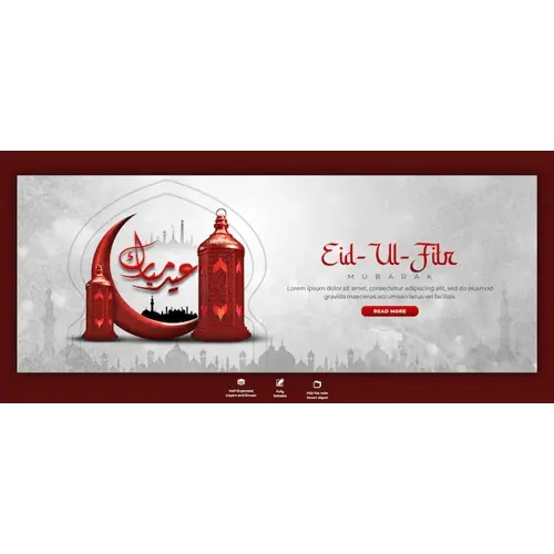 Eid Mubarak and Eid ul Fitr Facebook Cover Template