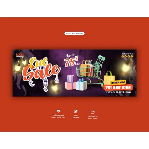 Eid Mubarak and eid ul fitr mega sale Facebook cover template