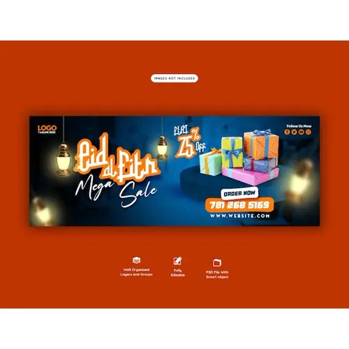 Eid Mubarak and eid ul fitr mega sale Facebook cover template