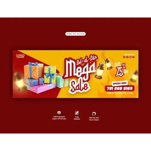 Eid Mubarak and eid ul fitr mega sale Facebook cover template