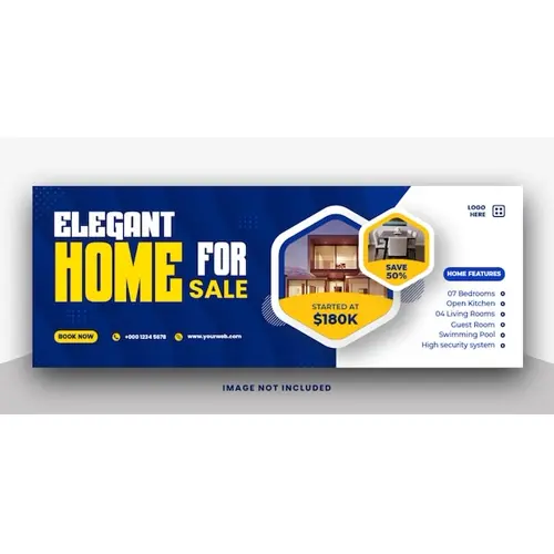Elegant House For Sale Social Media Facebook cover Banner Template