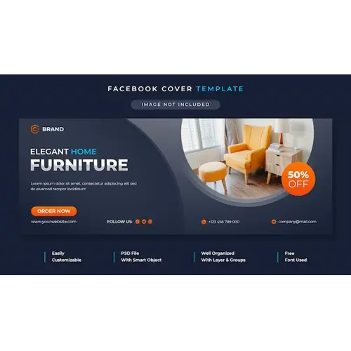 Elegant modern home furniture sale promotional facebook cover and web banner template