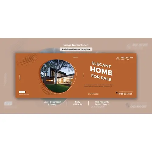 Elegant modern home for sale real estate promotional facebook cover and web banner template