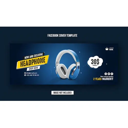 Exclusive headphone facebook cover banner template