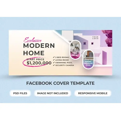 Exclusive modern home sale facebook cover design template premium psd